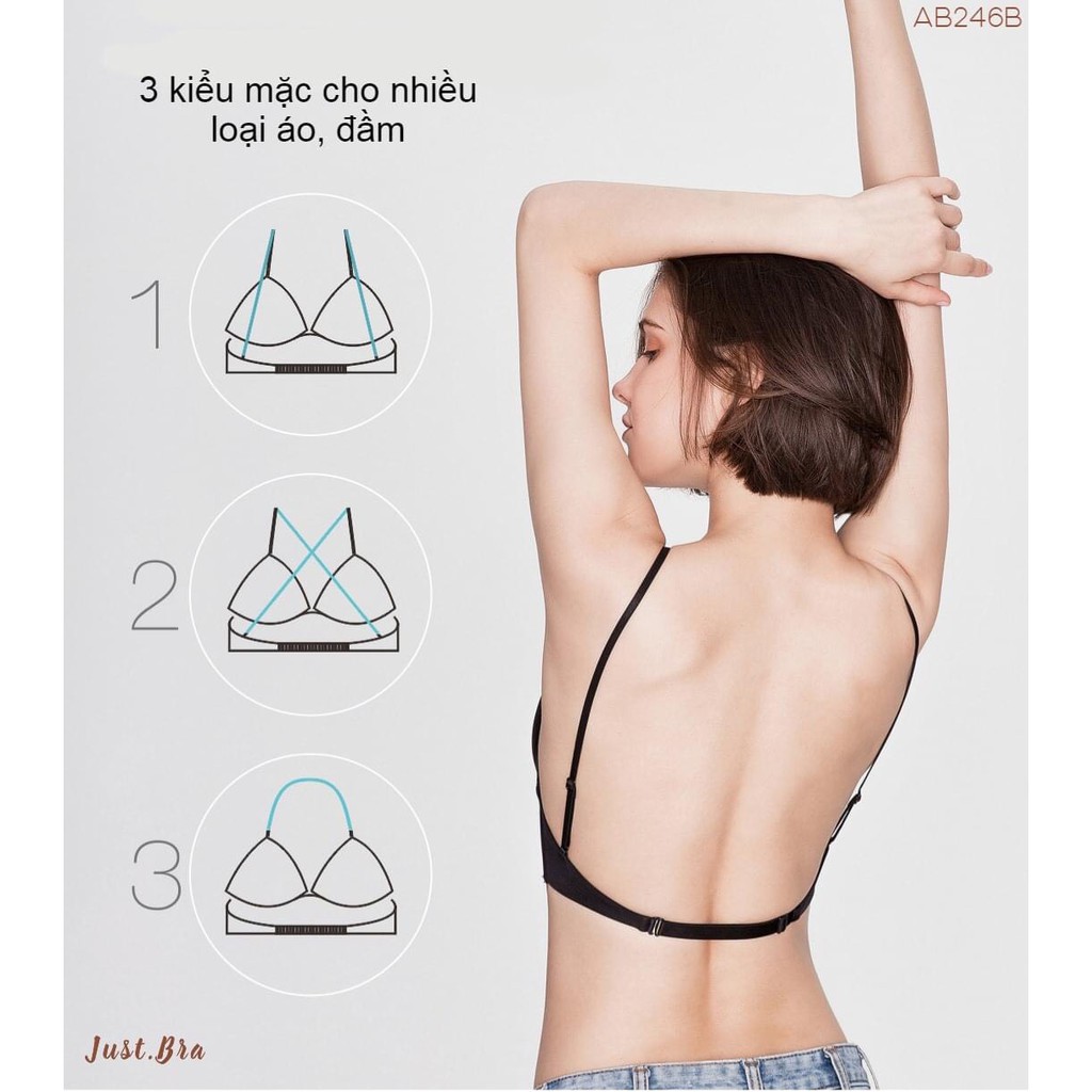 Áo ngực Just Bra dây lưng mảnh trễ sâu, mút áo mỏng, hở lưng AB246B