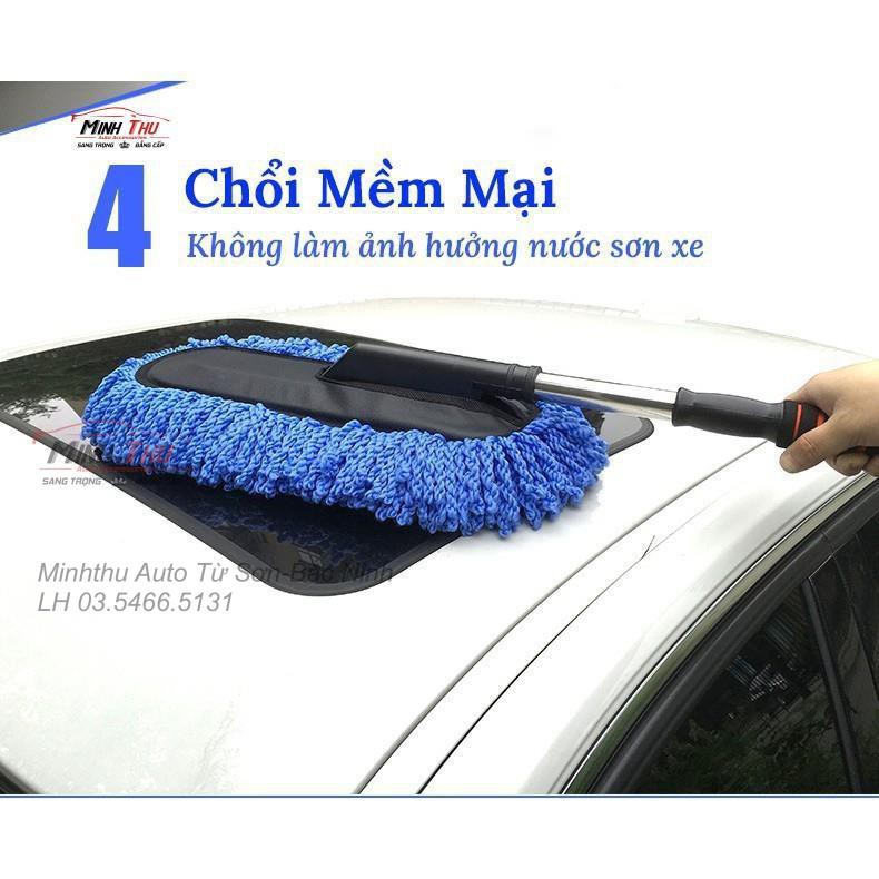 Chổi Nano Lau Rửa Xe Chuyên Dụng Sợi Dầu Microfiber - Cán Kéo Dài