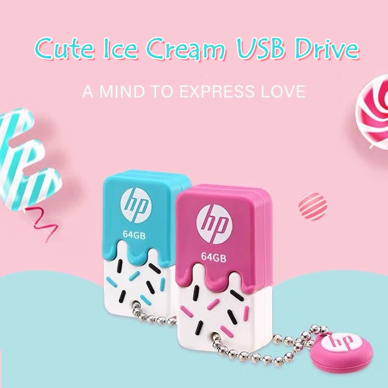 Usb 64GB phối hình cây kem hoạt hình dễ thương chống thấm nước