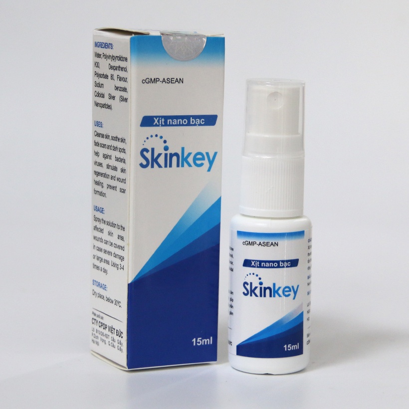 Xịt Nano Bạc SKINKEY - sát trùng, làm sach da, làm mờ sẹo, mờ thâm