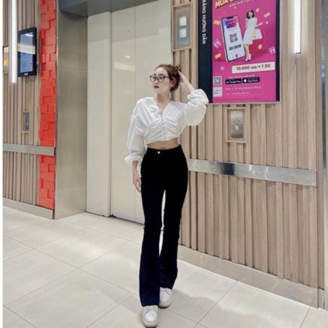 (co san - xuong may chuyen si) Ao Crop Nút Rã Ngực 0364