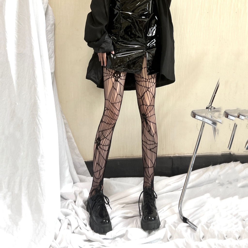 Quần Tất Lưới Kẻ Sọc Họa Tiết Đầu Lâu Vớ Cosplay - Vani Store - TAT00180