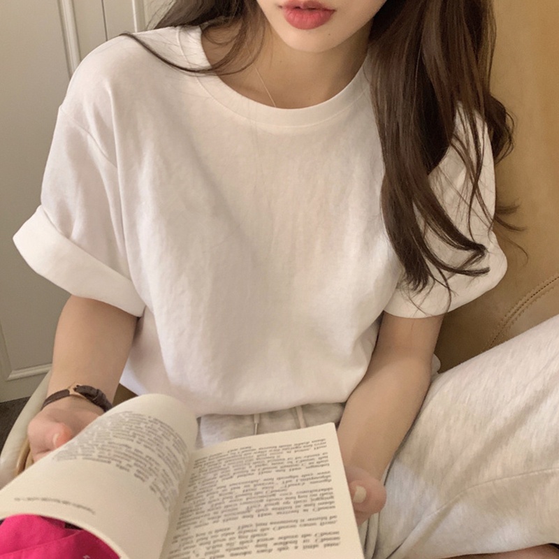 Áo Thun Tay Ngắn Cổ Tròn Màu Sắc Ngọt Ngào Thời Trang Mùa Hè Cho Nữ