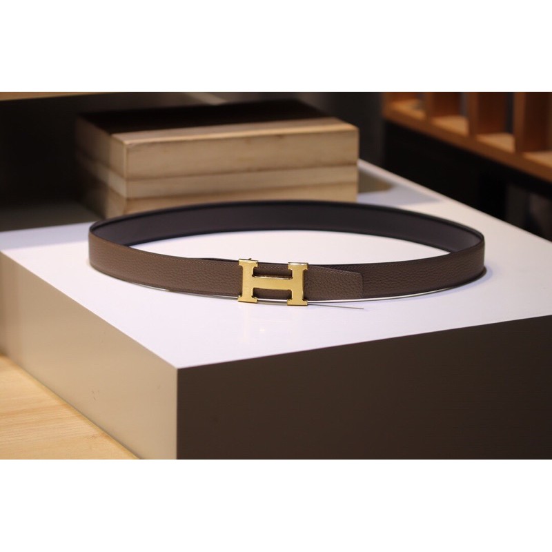 thắt lưng da dây nhỏ khoá chữ H 3.2cm hermes Hm