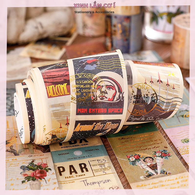 Cuộn Washi Tape Vintage Trang Trí Sổ Siêu Cá Tính [Xinh Lắm Cơ Í]