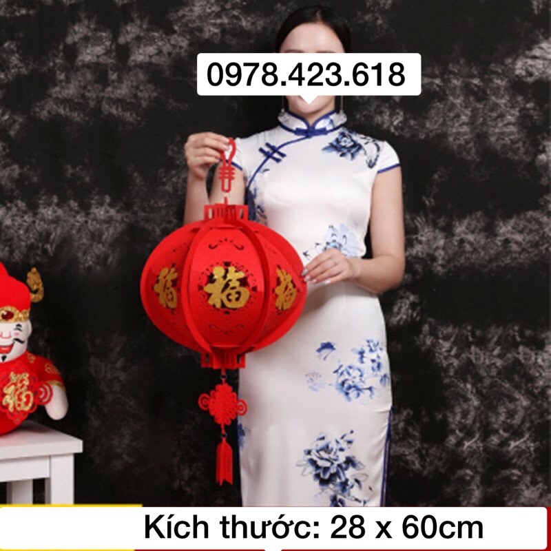 Đèn lồng đỏ chữ Phúc treo trang trí Tết - đèn lồng mùa xuân không dệt phong cách Trung Hoa