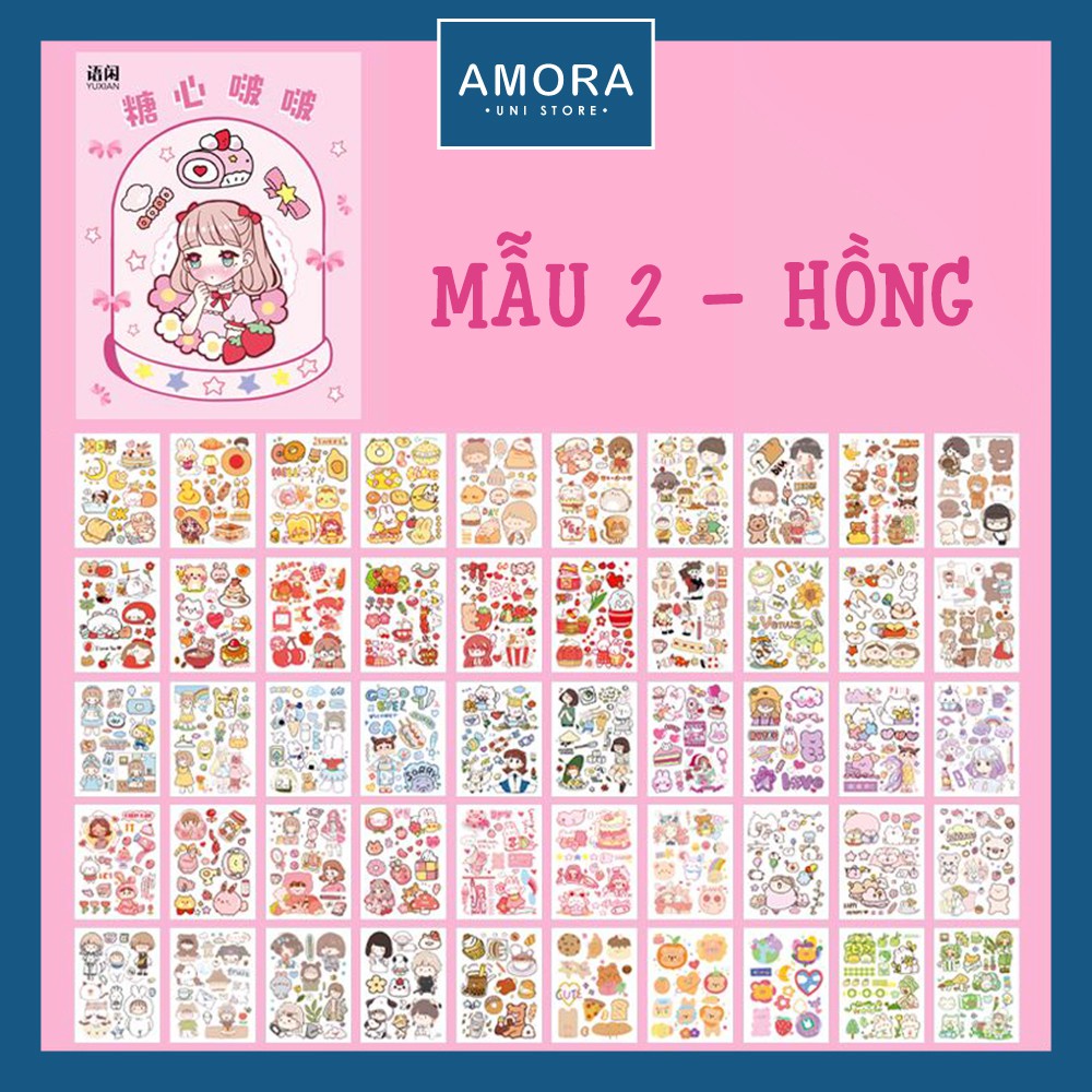 SET 50 tờ sticker Angel Style khổ A6 - trang trí sổ tay, Hand Book - chất liệu giấy cao cấp Nhật Bản - Amora UNI