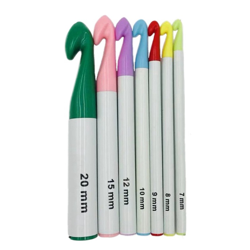 Set 7 kim móc len tay cầm nhựa kích thước lớn 7mm-20mm