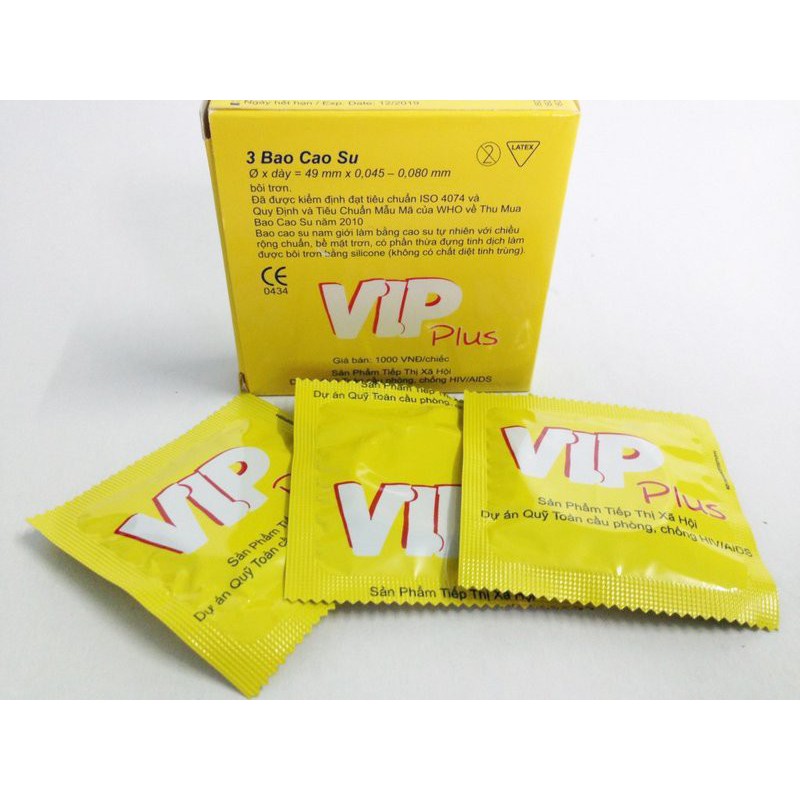 Bao cao su Vip plus tiếp thị xã hội  - hộp 144 cái