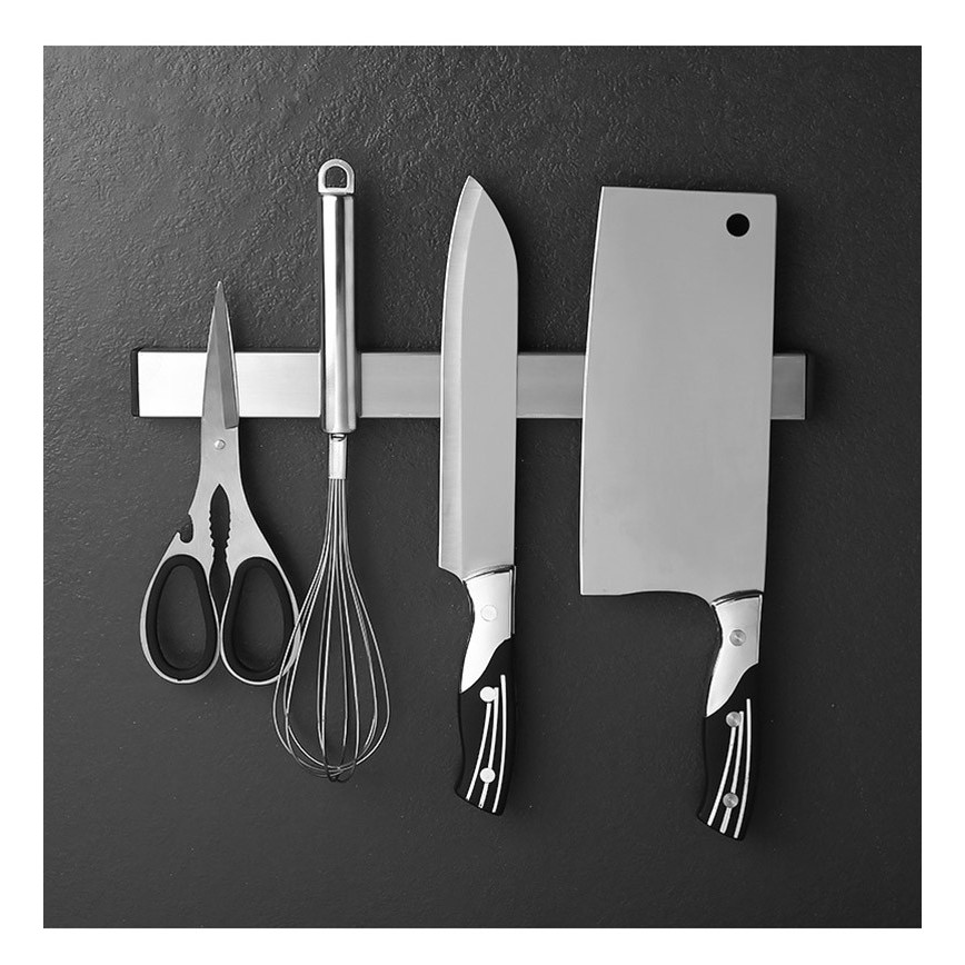 Thanh ngang Inox 304 hít từ tính,nam châm để gác dao,muỗng,đũa dụng cụ bếp,sắp xếp gọn gàng nhà bếp,tiện dụng- HK099-50