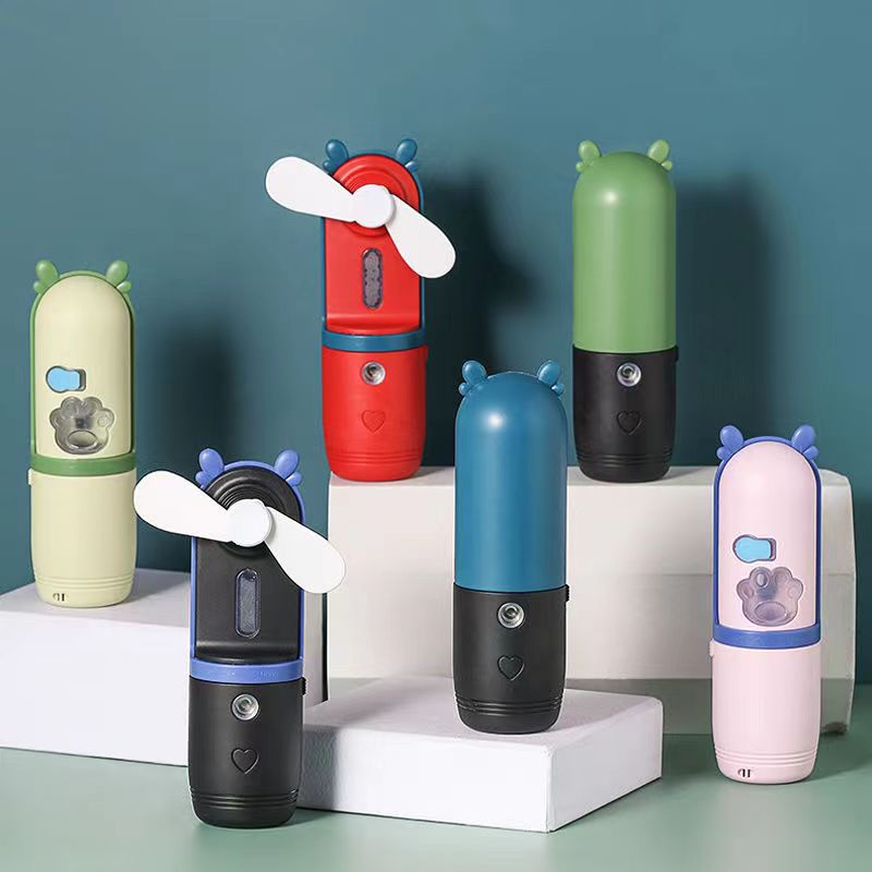 Quạt Phun Sương Sạc USB Cầm Tay, Quạt Mini Tích Hợp Hai Chế Độ Quạt Và Phun Sương Cấp Ẩm Cho Da, Nhỏ Gọn Tiện Lợi