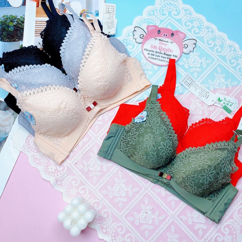 Áo lót ren không gọng , áo ngực mút dày siêu đẩy 6cm bông mềm thông hơi thoáng khí