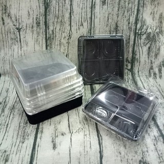SET 10 HỘP NHỰA VUÔNG 4 NGĂN ĐẾ ĐEN FG134 / 2190.002