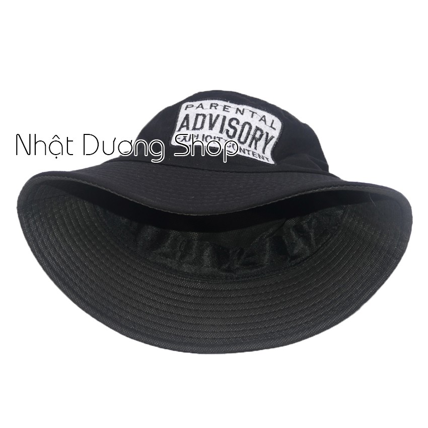 Nón bucket tai bèo Parental Advisory - Đen vải Cotton thoáng mát thích hợp cho ace