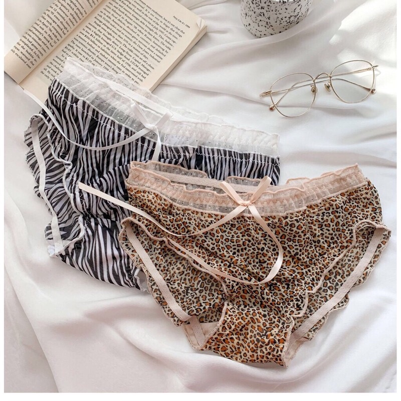 ( chọn màu) Quần lót ren tiểu thư hoạ tiết báo báo mềm mại sexy gợi cảm 3305