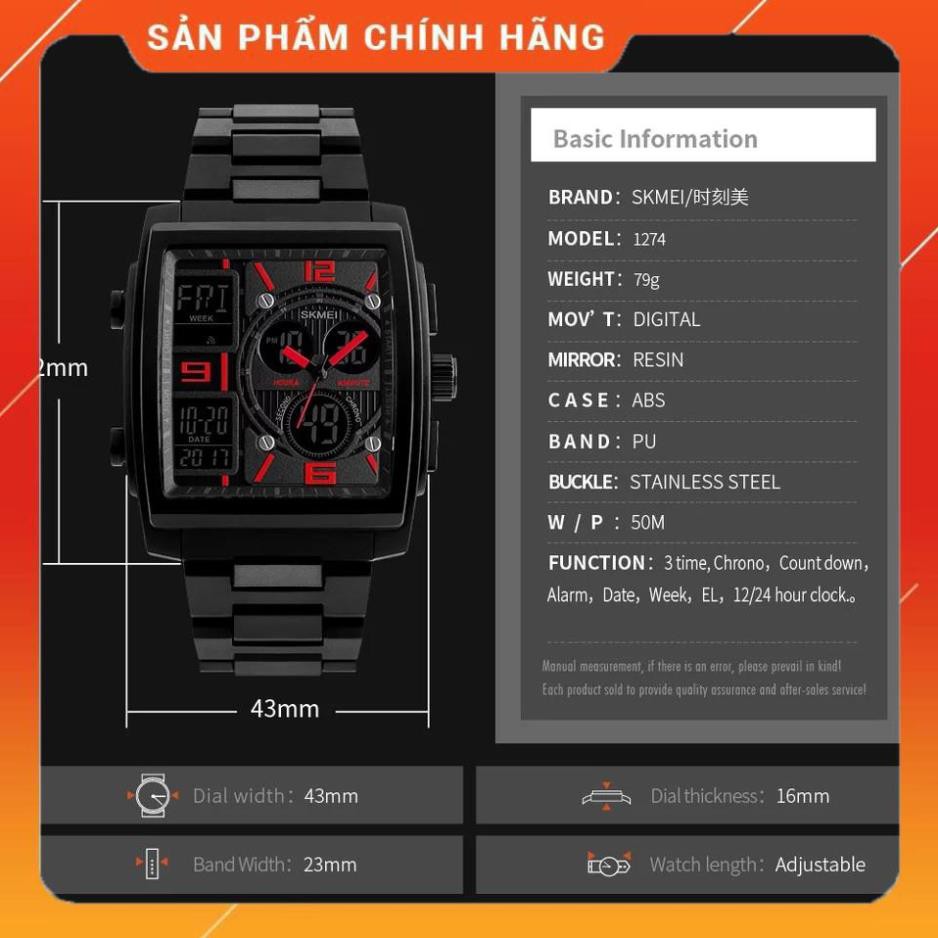 Hàng Cao Cấp -  Đồng hồ Skmei 1274 vừa chạy kim và điện tử dành cho nam- Hàng Nhật chính hãng - lỗi 1 đổi 1 | BigBuy360 - bigbuy360.vn