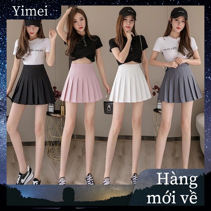 High waisted A-line mini skirt Solid color fade resistant Sexy fashion pleated skirt