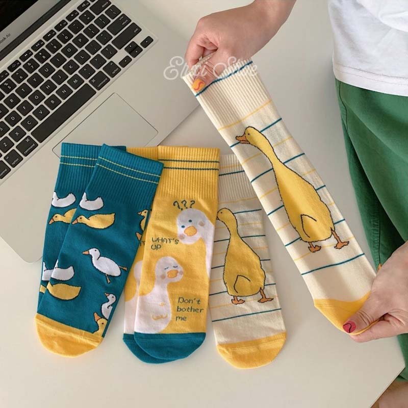 Oeteo shop Vớ Ngắn In Hình Vịt Hoạt Hình Dành Cho Nữ