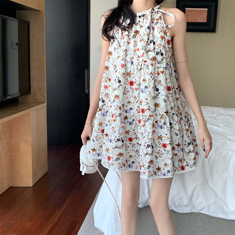 Đầm Chữ A Hai Dây Dáng Rộng Họa Tiết Hoa Thời Trang Mùa Hè Cho Nữ