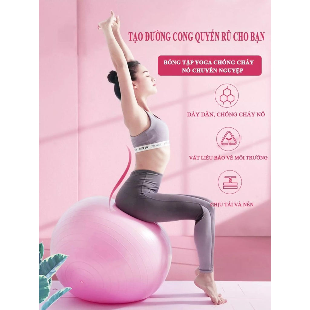 [Tặng Bơm Bóng] Bóng Tập Yoga Có Gai 65 - 75cm - YOGA QG, Độ Bền Cao, Chất Liệu PVC, Gai Nổi Giúp Tập Yoga Hiệu Quả Hơn