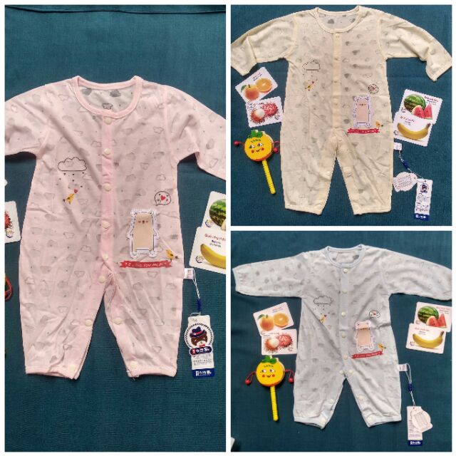 Body liền thân, bodysuit dài tay cotton cài cúc giữa cho bé