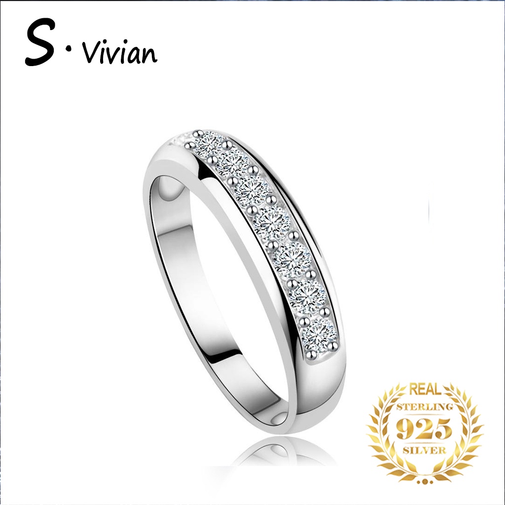 Nhẫn bạc 925 đính kim cương giả thời trang sang trọng cho nam nữ
