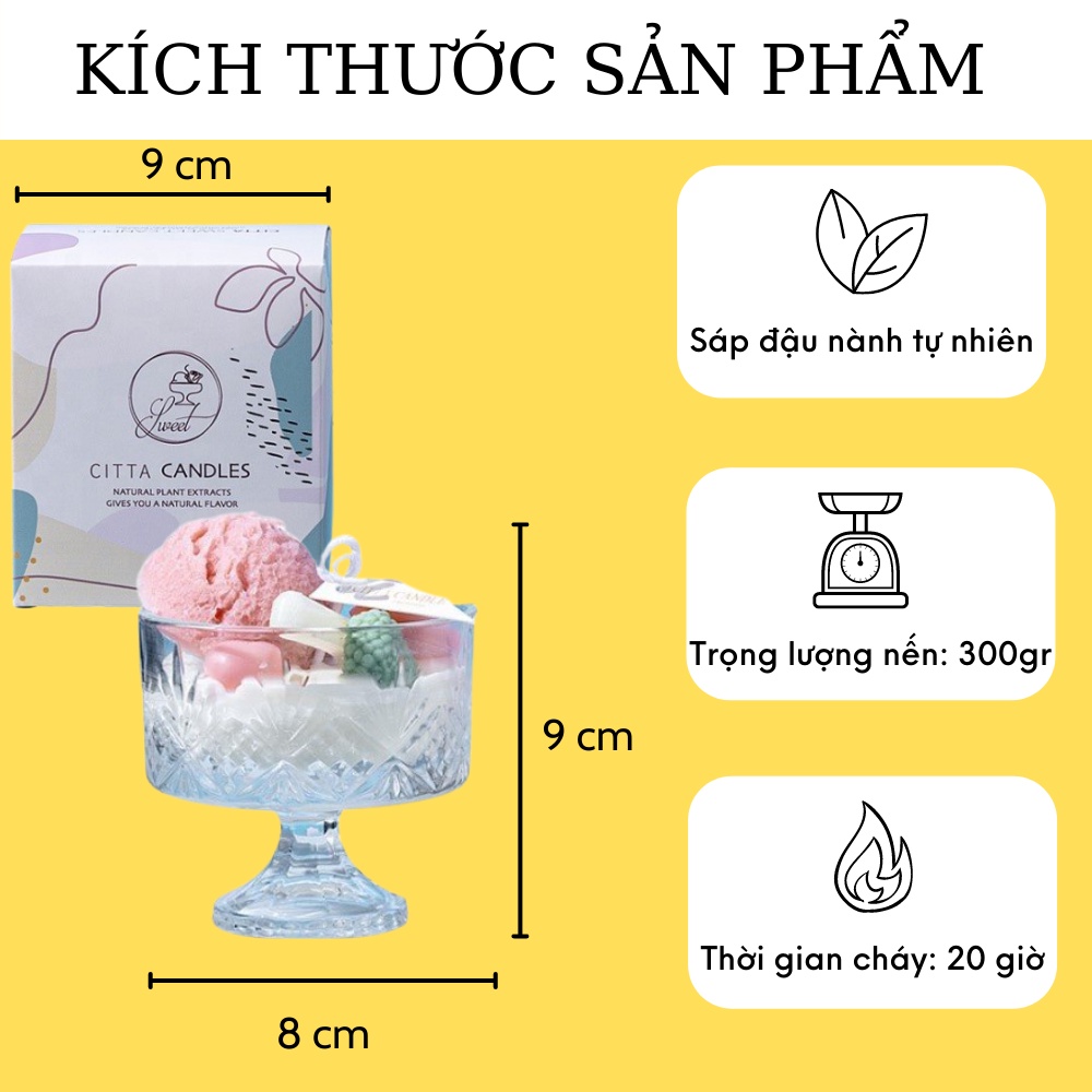 Nến thơm trang trí CHILLAX ly kem ngọt ngào quà tặng décor phòng sáp đậu nành tự nhiên an toàn không khói