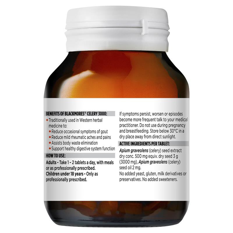 Hỗ trợ điều trị, giảm nguy cơ Gout - Blackmores Celery 3000 - ÚC - 50 viên | Thế Giới Skin Care