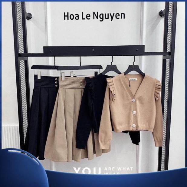 Áo Khoát Lửng Nữ, Áo Khoác Len Cổ V Viền Tay Bèo Có Khóa Kéo Thời Trang Phong Cách Hàn Quốc Sang Chảnh.