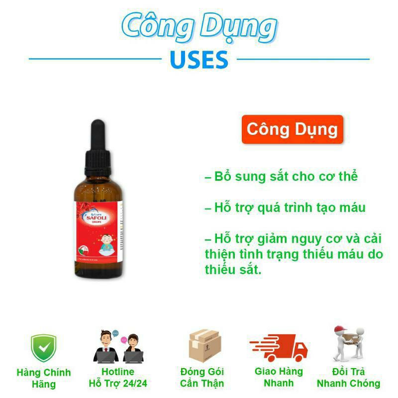 Sắt hữu cơ AVISURE SAFOLI DROPS nhỏ giọt cho bé