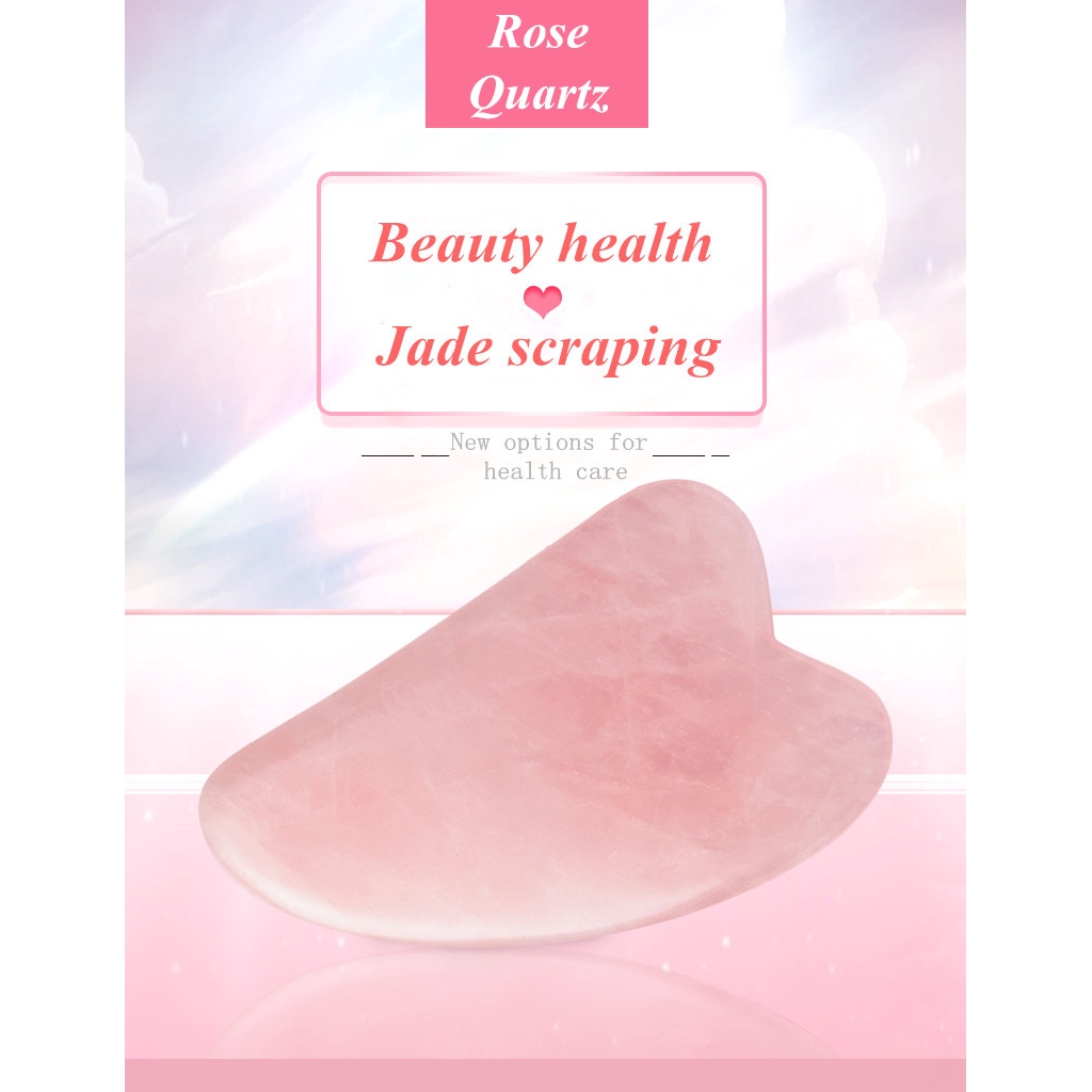Tấm cạo gua sha tự nhiên đá thạch anh hồng ngăn ngừa nếp nhăn chống lão hóa chăm sóc da mặt