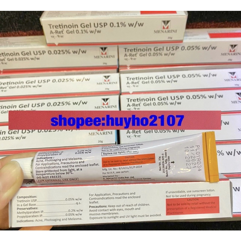 Kem Gel Giảm mụn, mờ thâm nám, chống lão hóa Tretinoin Aret 20g.