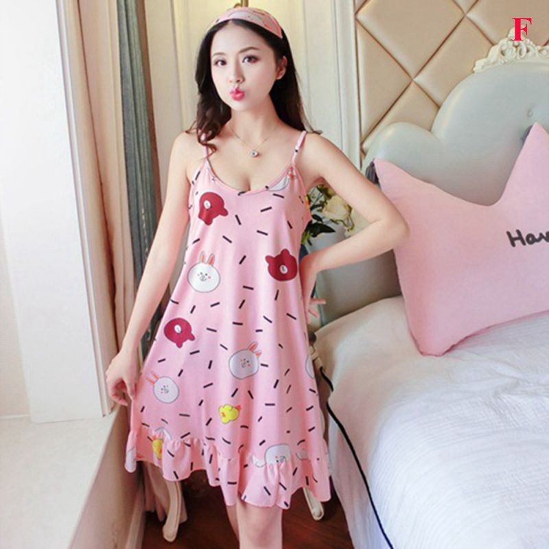 Đầm Ngủ Sát Nách Hoạ Tiết Hoạt Hình Đáng Yêu Cho Phái Nữ