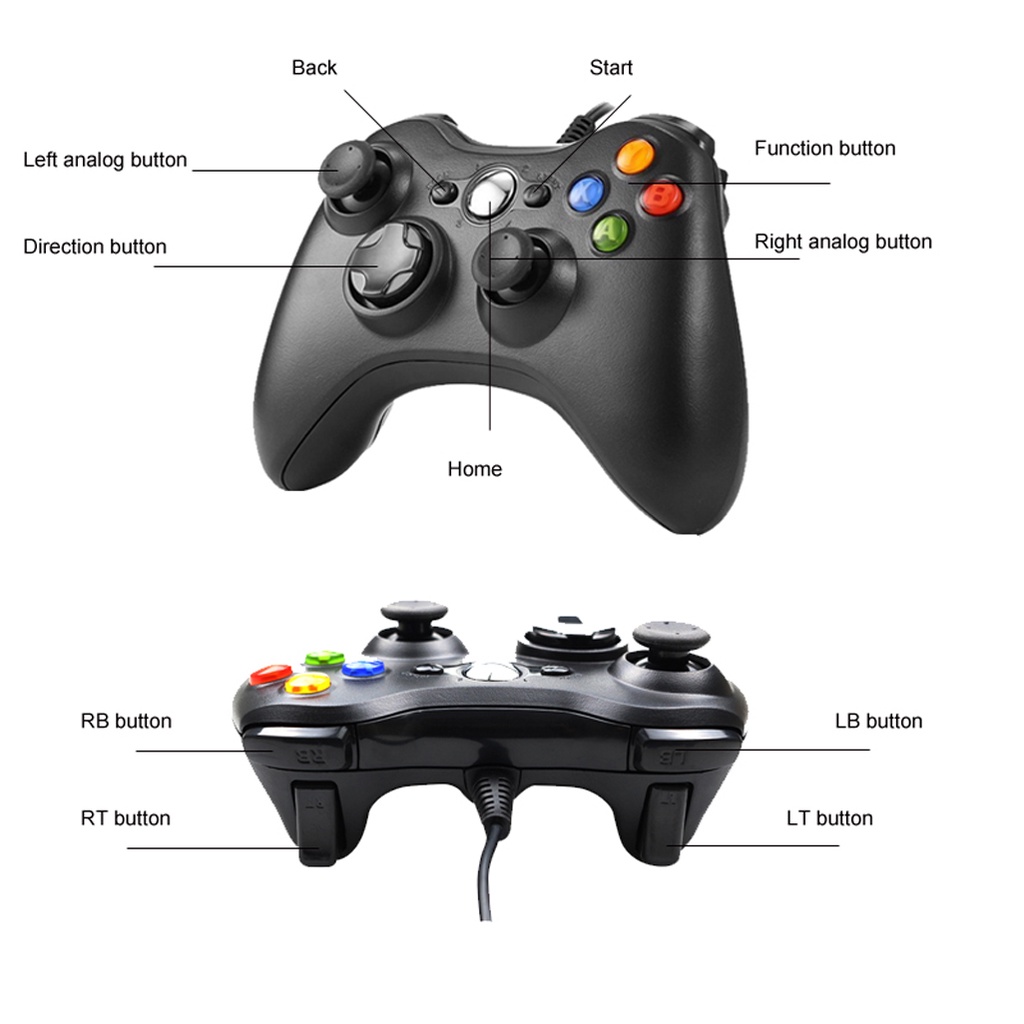 Tay cầm chơi game có dây cho Xbox 360, PC, Laptop Cần điều khiển  có rung FIFA Online 4 fo4  Gamepad Full Skill