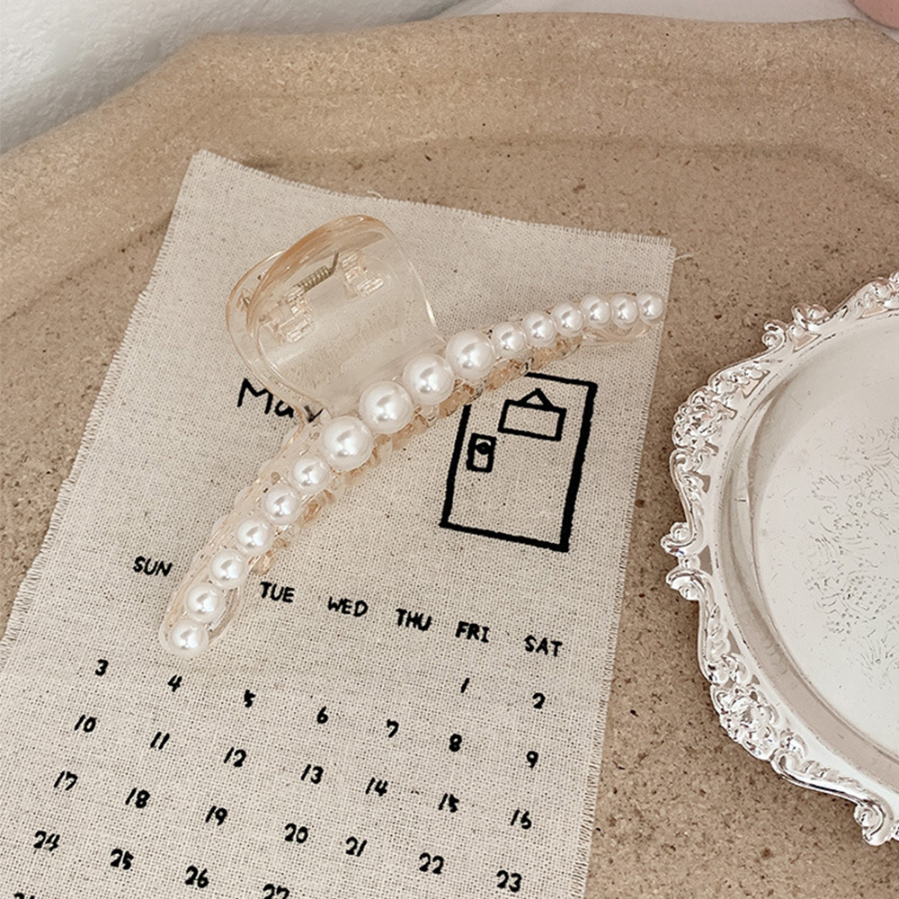 (Hàng Mới Về) Kẹp Tóc Cỡ Lớn Đính Ngọc Trai Nhiều Màu Phong Cách Hàn Quốc Cho Nữ