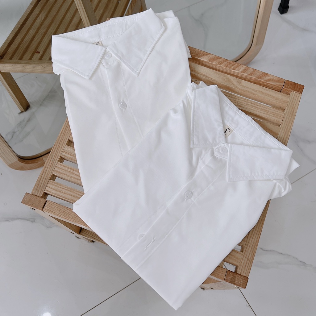 Áo sơ mi nữ trắng học sinh cổ bẻ tối giản, phù hợp đi học, đi chơi cho các bạn nữ | BigBuy360 - bigbuy360.vn