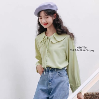 Áo sơ mi cổ xếp ( ảnh thật, có sẵn)