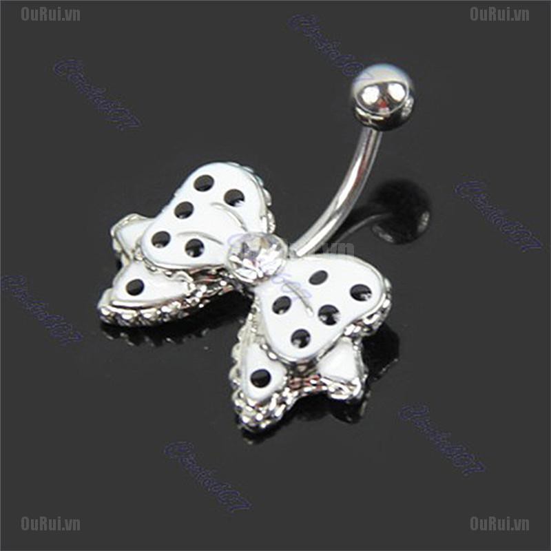 Khuyên Rốn Đính Đá Pha Lê Đen Trắng Sang Trọng