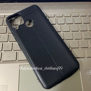 Ốp lưng dẻo cho Oppo Realme C12/ Realme C15 Vân giả da Auto Focus chống sốc