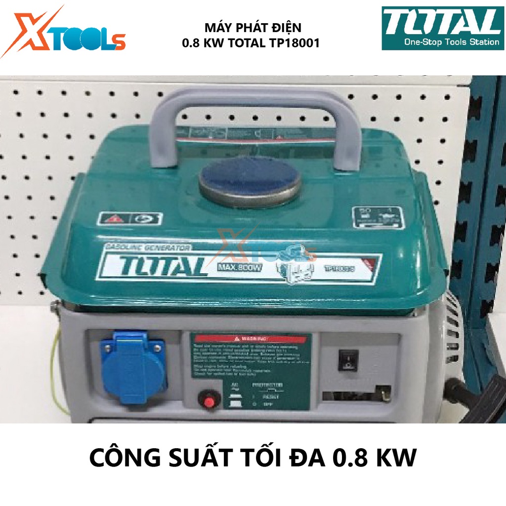 Máy phát điện chạy xăng TOTAL TP18001 động cơ phát điện dùng xăng 26kg Nguồn điện 220V/50Hz/1 pha, động cơ 2 thì, Thùng