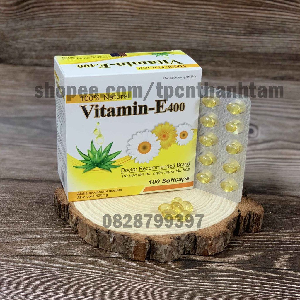 Viên uống VITAMINE 400 bổ sung vitamin E giúp làm đẹp da, trắng da, phục hồi da nhăn nheo-  Hộp 100 viên | Thế Giới Skin Care