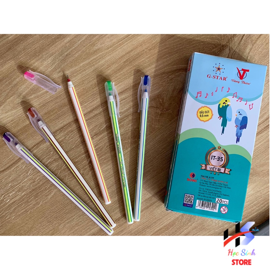 Hộp 20 Cây Bút Bi Nến Ấn Độ mực xanh ngòi 0.5mm Gstar IT-35 - Học Sinh Store