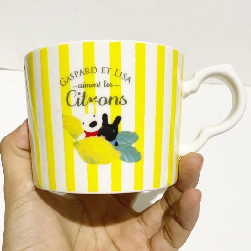 Ly sứ Gaspard Et Lisa sọc vàng - gốm sứ hoạt hình dễ thương phong cách Nhật Bản