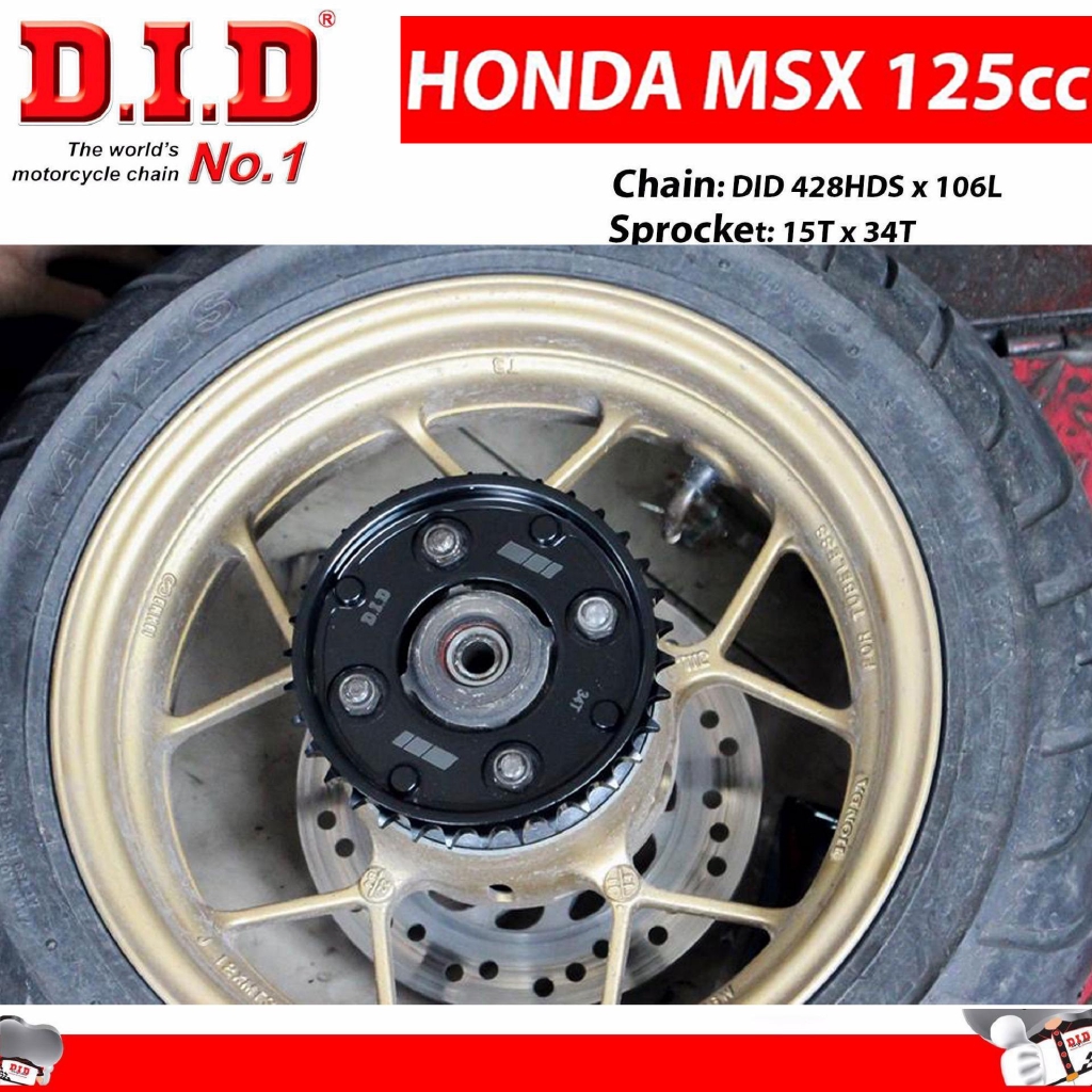 Nhông sên dĩa Honda MSX - Sên đen 10ly DID HDS Cover - Thái Lan