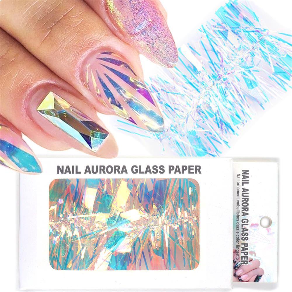 BEAUTY Giấy Kính 3D Màu Laser Dán Móng Nghệ Thuật