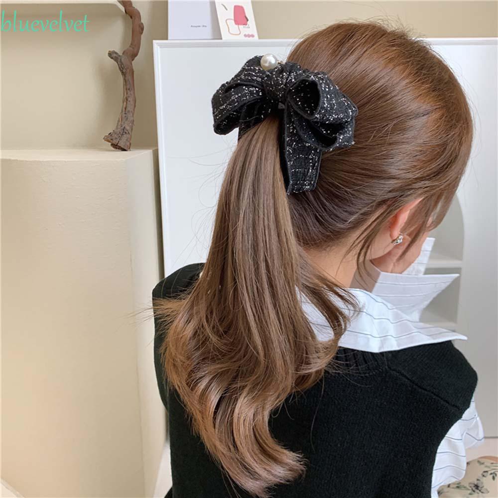 BLUEVELVET Temperament Bow Hairpin Elegant Ponytail Holder Banana Clip  Women Hair Accessories Korean Sweet Girls Lattice Vertical Clip/Multicolor  | Shopee Việt Nam