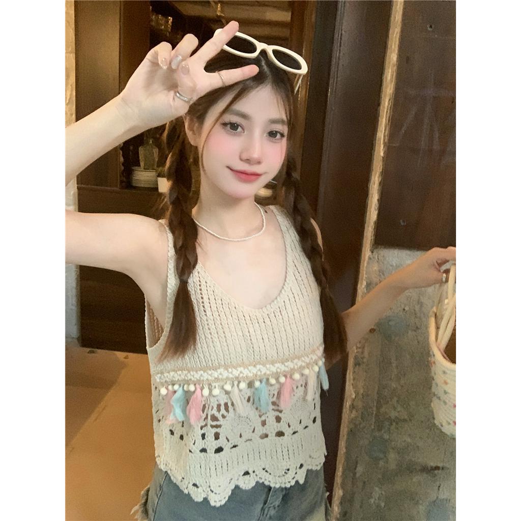 Lalisas Áo Dệt Kim Không Tay Khoét Rỗng Phong Cách Bohemian Cổ Điển Thời Trang Dành Cho Nữ