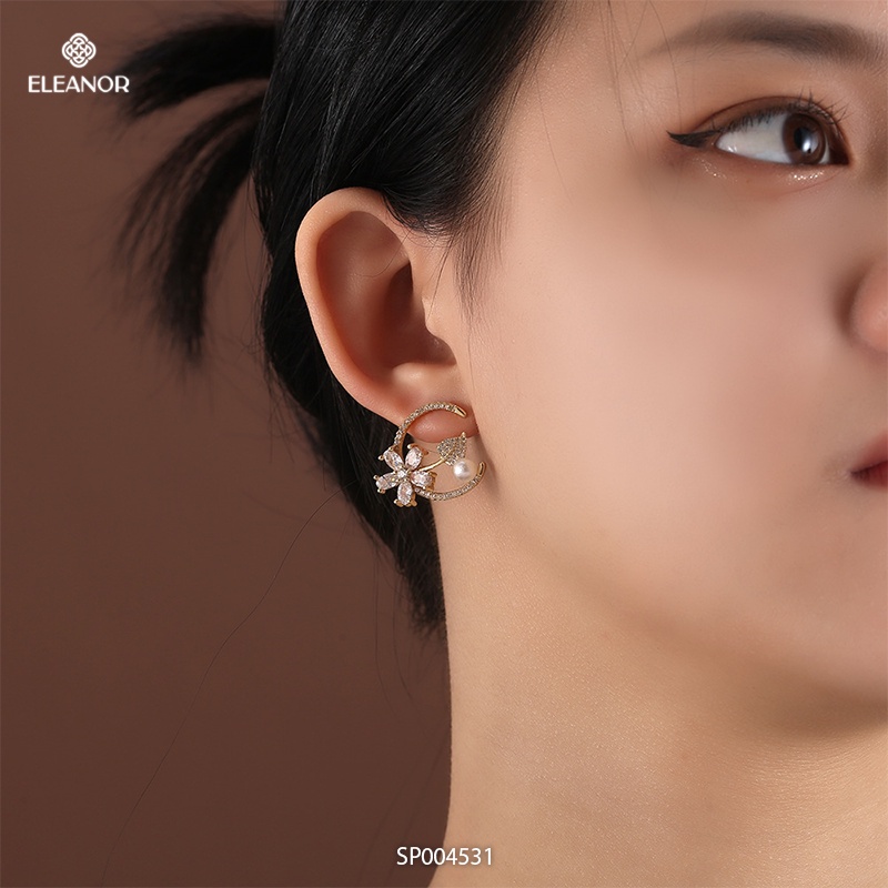 Bông tai nữ hình hoa đính đá Eleanor Accessories phụ kiện trang sức phong cách Hàn Quốc thời trang