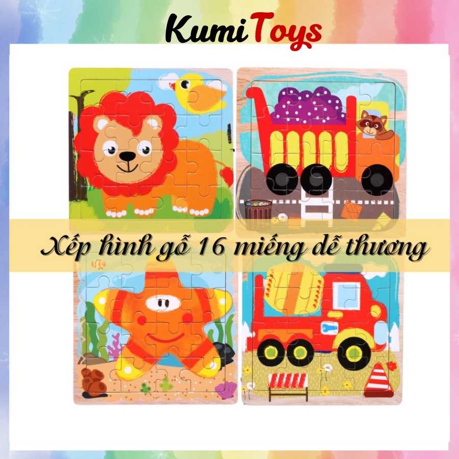 Đồ chơi xếp hình 16 miếng ghép cho bé thông minh Kumi toys