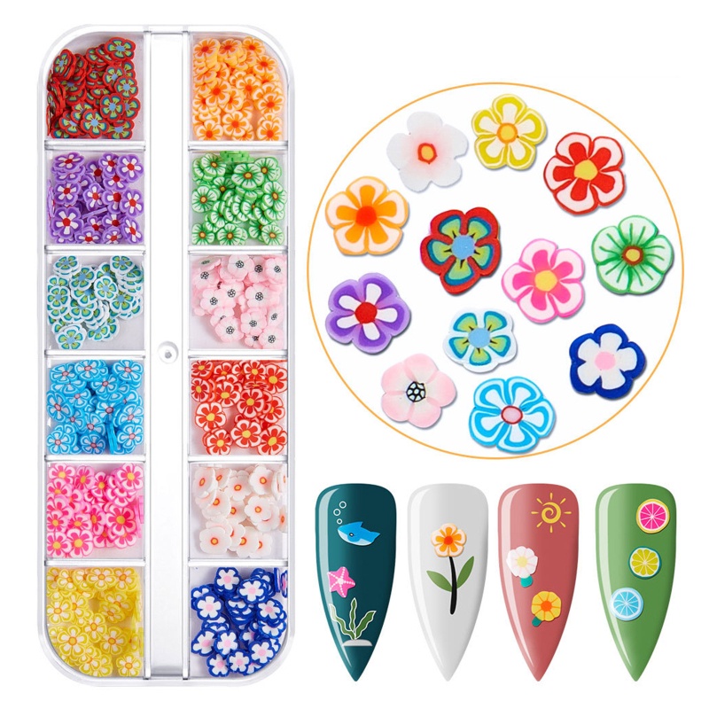 Miếng Đất Sét Mềm Đính Kim Sa Hình Trái Cây Dùng Trang Trí Móng Tay